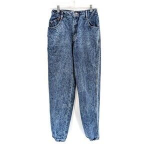 Weathered Blues Vintage Acid Wash Denim High Rise 80s Mom Jeans Size 7-8 26"x29"